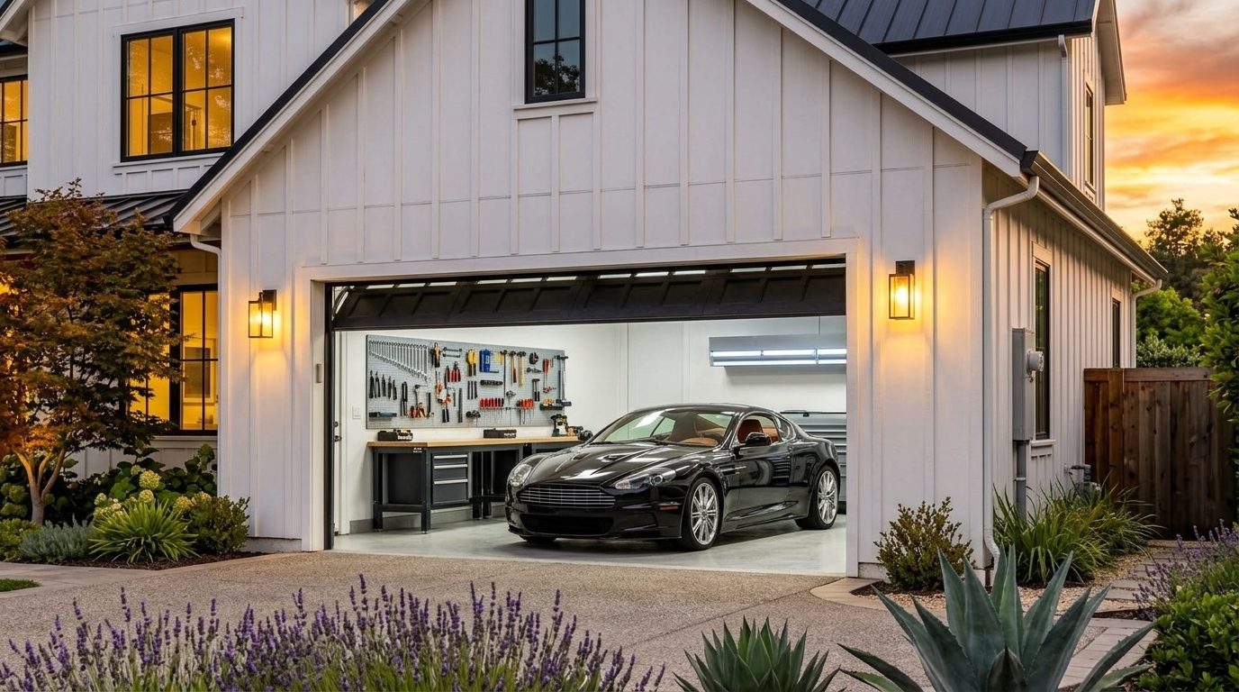 Byrne Garage Door Services Garage Door Gliding Open Revealing Warm Illuminated Interior